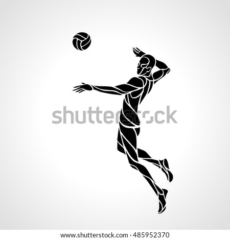 Volleyball Player Serving Ball Black Vector Stock Vector 408064054 ...