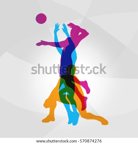 Vector Logo Volleyball Colorfull Volleyball Players Stock Vector ...