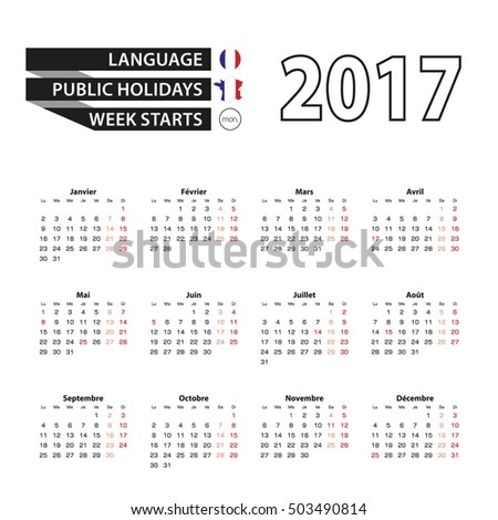 Calendar 2017 on French Calendar 2017 on French