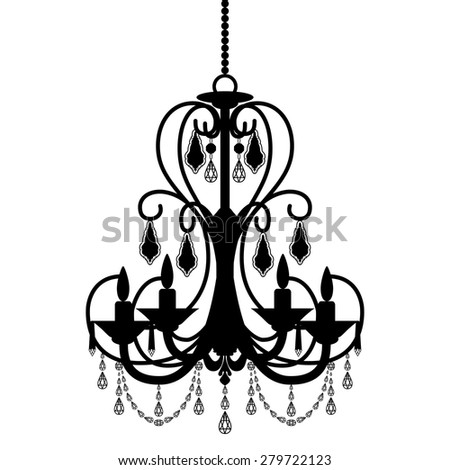 Chandelier Silhouette Isolated On White Background Vector Illustration Chandelier Silhouette Isolated On White Background Vector Illustration