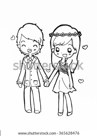 Cute Couple Love Holding Hands Hand Stock Illustration 365628476 