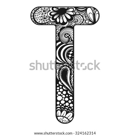 Gambar Zentangle Stylized Alphabet Lace Letter Stock Illustration ...