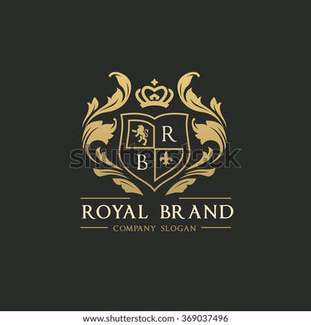 Royal Brand Logocrown Logolion Logocrest Logovector Stock Vector ...