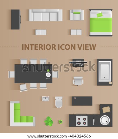 Set Top View Interior Icon Design Stock Vector (Royalty 