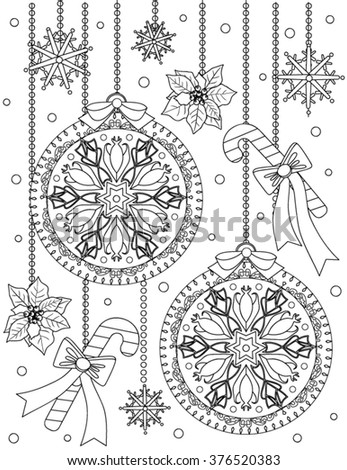 Christmas Coloring Page Stock Vector 376520383 - Shutterstock