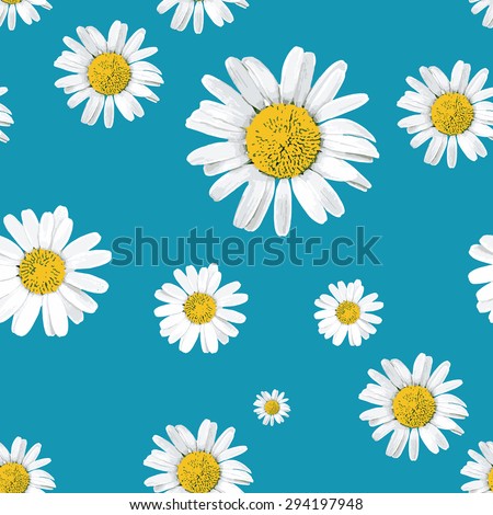 Seamless vector pattern with daisies