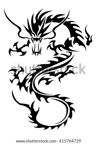 Tribal Dragon Stock Vector 615764729 - Shutterstock