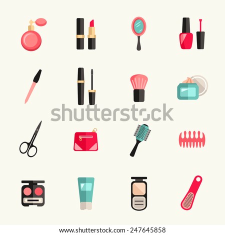 Beauty and makeup icon set