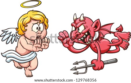 Cartoon Angel Devil Vector Clip Art Stock Vector 129768356 - Shutterstock