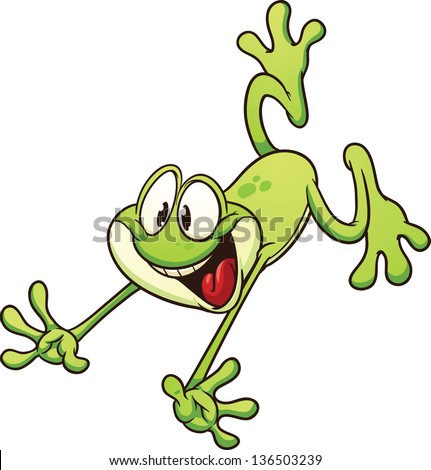 Cute Cartoon Leaping Frog Vector Clip Stock Vector 136503239 - Shutterstock