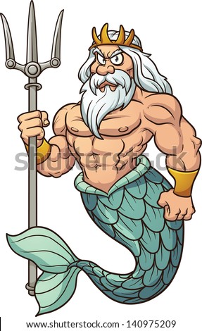 Cartoon Poseidon Vector Clip Art Illustration Stock Vector 140975209