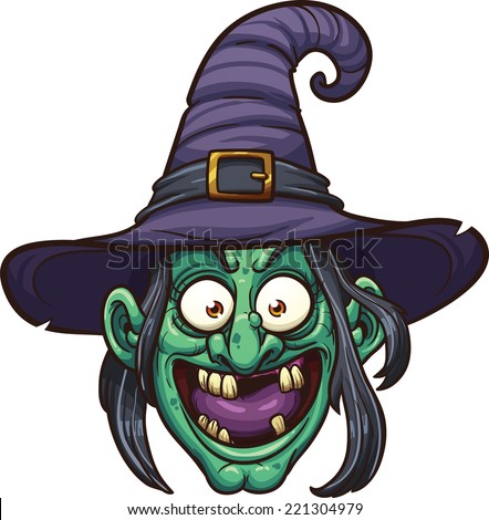 Cartoon Witch Face Vector Clip Art Stock Vector 221304979 - Shutterstock