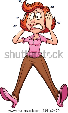 Scared Woman Vector Clip Art Cartoon 스톡 벡터 434162470 - Shutterstock