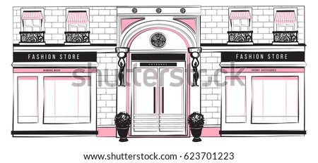 Vector Shopfront Detailed Pink Black And White Graphic Illustration Design Vintage Boutique Facade Vector Shopfront Detailed Pink Black And White Graphic Illustration Design Vintage Boutique Facade