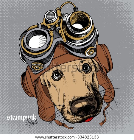 Dog German Shepherd Portrait Steampunk Helmet Stock Vector 334825133 ...