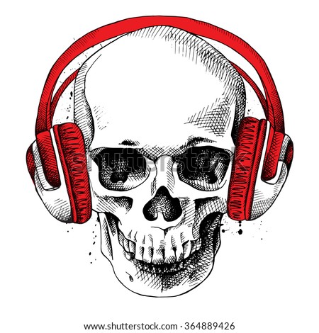 Skull Headphones Vector Illustration Stock Vector 364889426 - Shutterstock