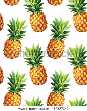 Pineapple seamless pattern. Vector illustration.