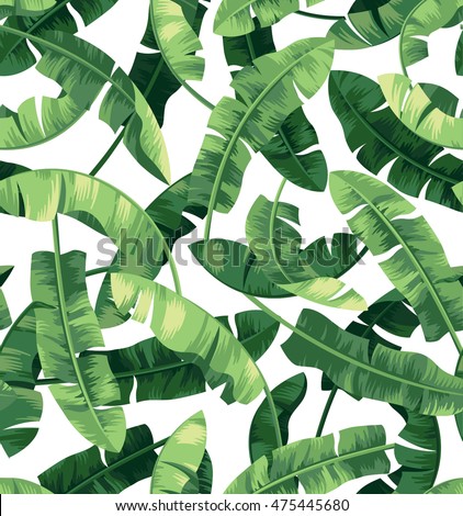 Seamless tropical pattern with banana leaves. Vector illustration.