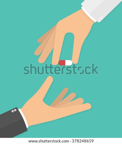 Hand Giving Medicine Pill Another Hand Stock Vector 378248659 ...