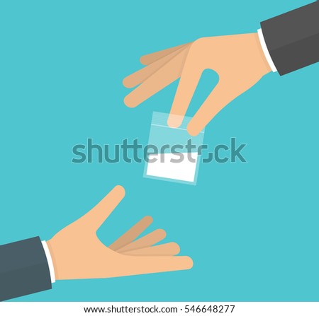 Drug dealing concept. Hand giving a plastic bag filled with powder to another hand