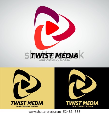 Twist Media Logo Design for Creative Business, Video Media, On-line Television Chanel, etc. Vector Logo Template.