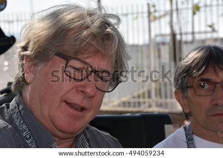 Marseille, France - October 06, 2016 : French cartoonist Jean-Michel Renault at the 5th edition of the International festival of press and political cartoons at l'Estaque.