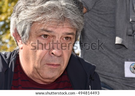 Marseille, France - October 06, 2016 : Portuguese cartoonist Antonio Moreira Antunes at the 5th edition of the International festival of press and political cartoons at l'Estaque.