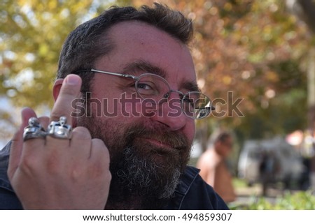Marseille, France - October 06, 2016 : French cartoonist Gabriel de Dieuleveult alias Gab at the 5th edition of the International festival of press and political cartoons at l'Estaque.