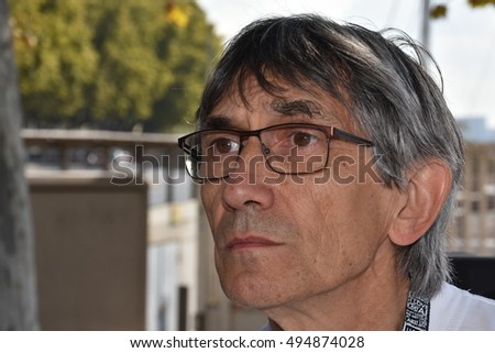 Marseille, France - October 06, 2016 : French cartoonist Jean-Paul Vomorin at the 5th edition of the International festival of press and political cartoons at l'Estaque.