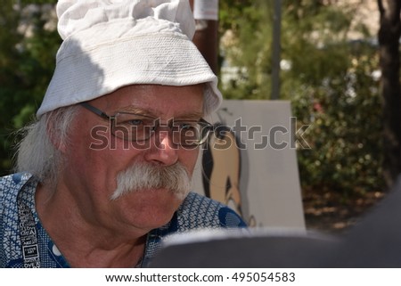 Marseille, France - October 06, 2016 : Dutch cartoonist Nol at the 5th edition of the International festival of press and political cartoons at l'Estaque.