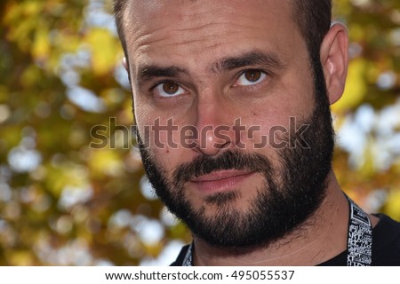 Marseille, France - October 06, 2016 : French cartoonist Olivier Ganan at the 5th edition of the International festival of press and political cartoons at l'Estaque.