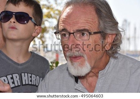 Marseille, France - October 06, 2016 : French cartoonist Philippe Moine at the 5th edition of the International festival of press and political cartoons at l'Estaque.