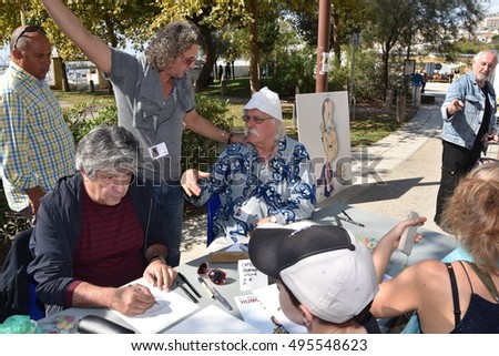 Marseille, France - October 06, 2016 : Cartoonists at the 5th edition of the International festival of press and political cartoons at l'Estaque.