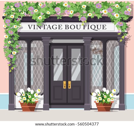 stock vector graphic vintage boutique detailed stylish shop storefront flat style vector illustration 560504377