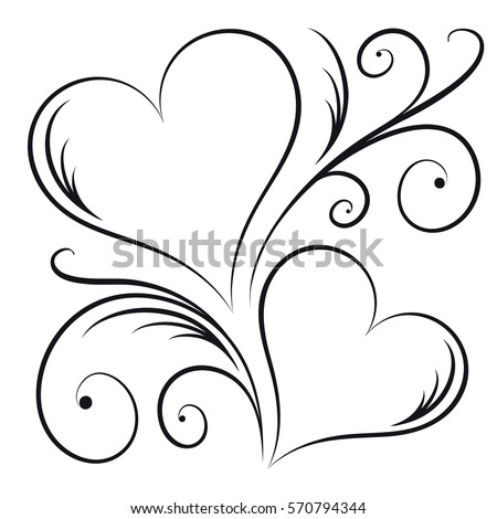 Two Hearts Swirl Elements Stock Vector 570794344 - Shutterstock