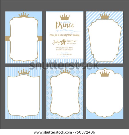 set cute blue templates invitations vintage stock vector hd royalty
