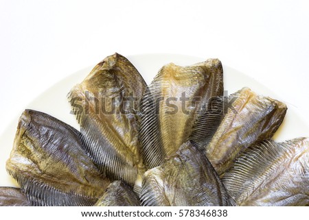 Dried Trichogaster pectoralis out salty shoud cut in stripes before fry for crisp, 'Sa-lid' fish thai food.