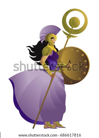 greek roman goddess athena minerva with shield and staff