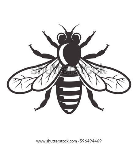 Honey Bee Vector Illustration Monochrome Style Stock Vector 596494469 ...