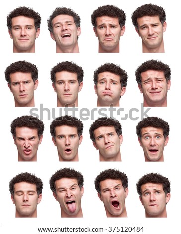 Set Six Faces Showing Different Emotions Stock Photo 61490965 ...