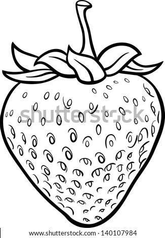 Black and White Cartoon Vector Illustration of Strawberry Fruit Food Object for Coloring Book