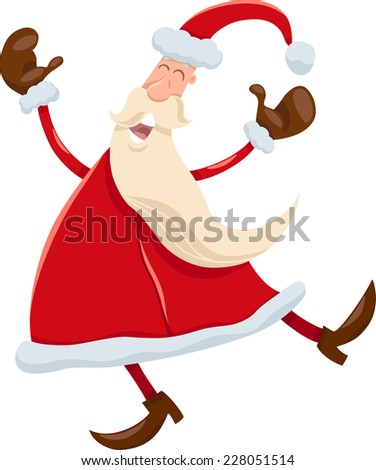 Cartoon Vector Illustration of Happy Santa Claus Singing Christmas Carols