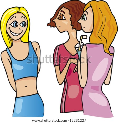 Cartoon Illustration Two Girls Talking Third Stock Vector 22676851 ...