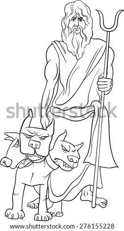 Black White Cartoon Illustration Mythological Greek Stock Illustration