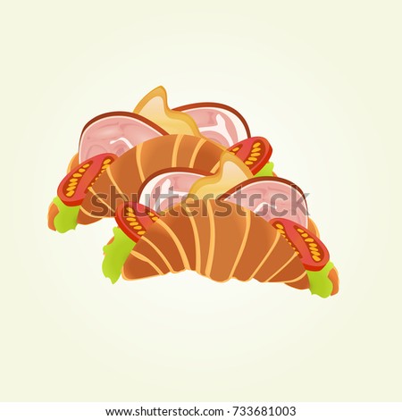 Croissant Ham Cheese Sandwich Isolated Vector Illustration Croissant Ham Cheese Sandwich Isolated Vector Illustration