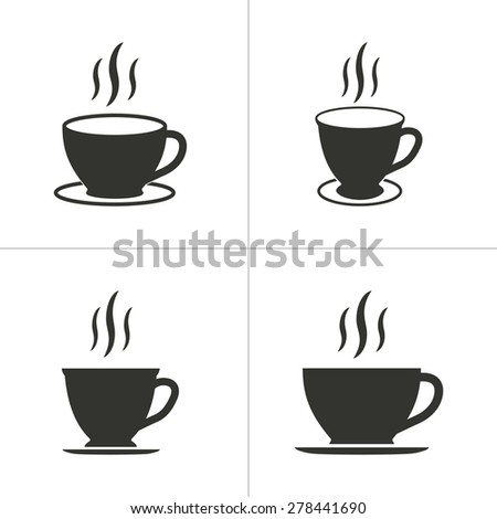 Coffee Cup Black White Icons Vector Stock Vector 381664996 - Shutterstock