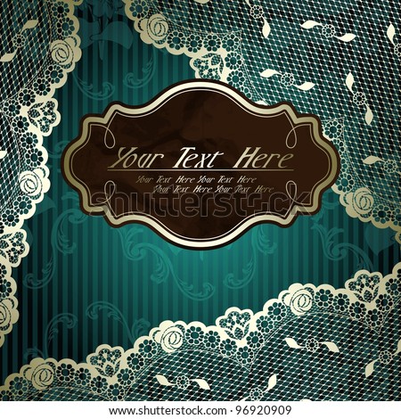 Lacy design with brown label on dark green (eps10); jpg version also available