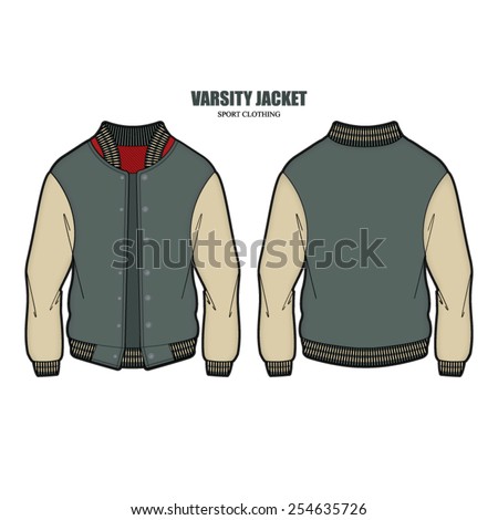 Download Men Varsity Jacket Vector Template Stock Vector (Royalty Free) 254635726 - Shutterstock