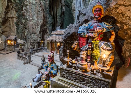 Huyen Khong Cave with shrines, Marble mountains, Vietnam