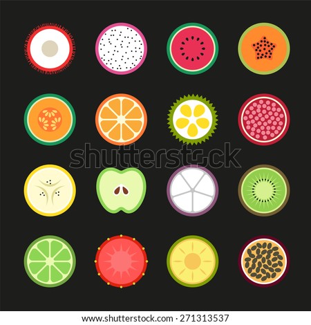Fruit Slice Flat, Vector Design illustration